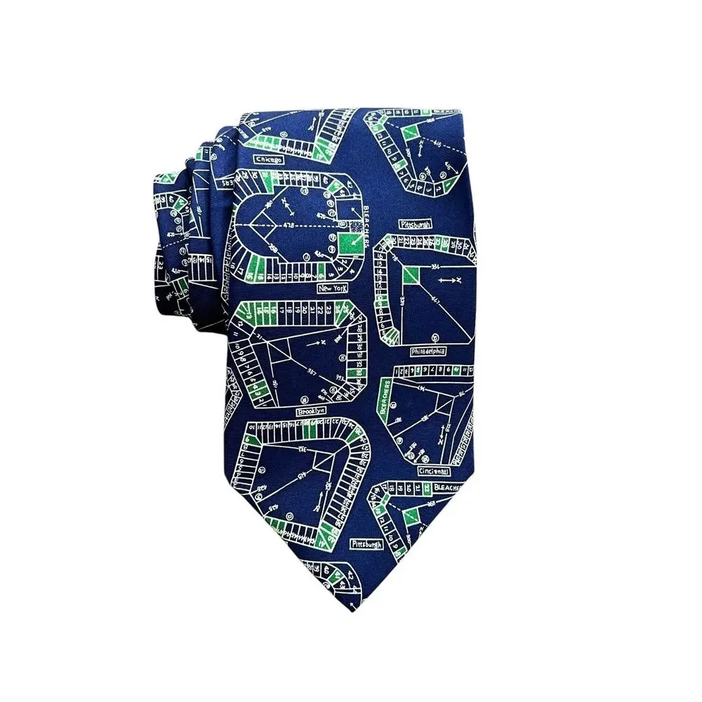Vintage Josh Bach Classic Historical Baseball Ballparks Silk Men's Novelty Tie